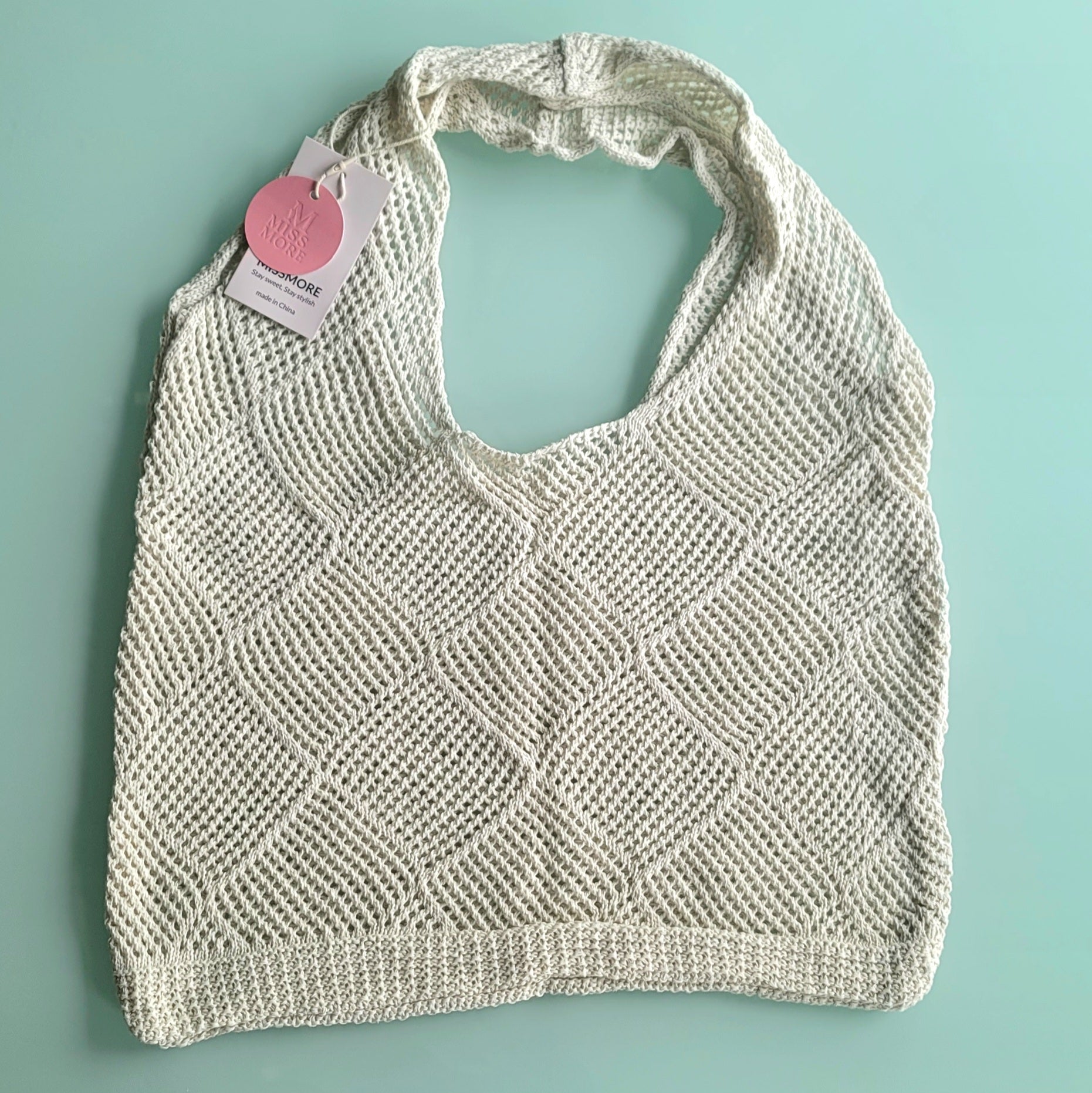 Stylish Geometric Crochet Beach Tote Bag