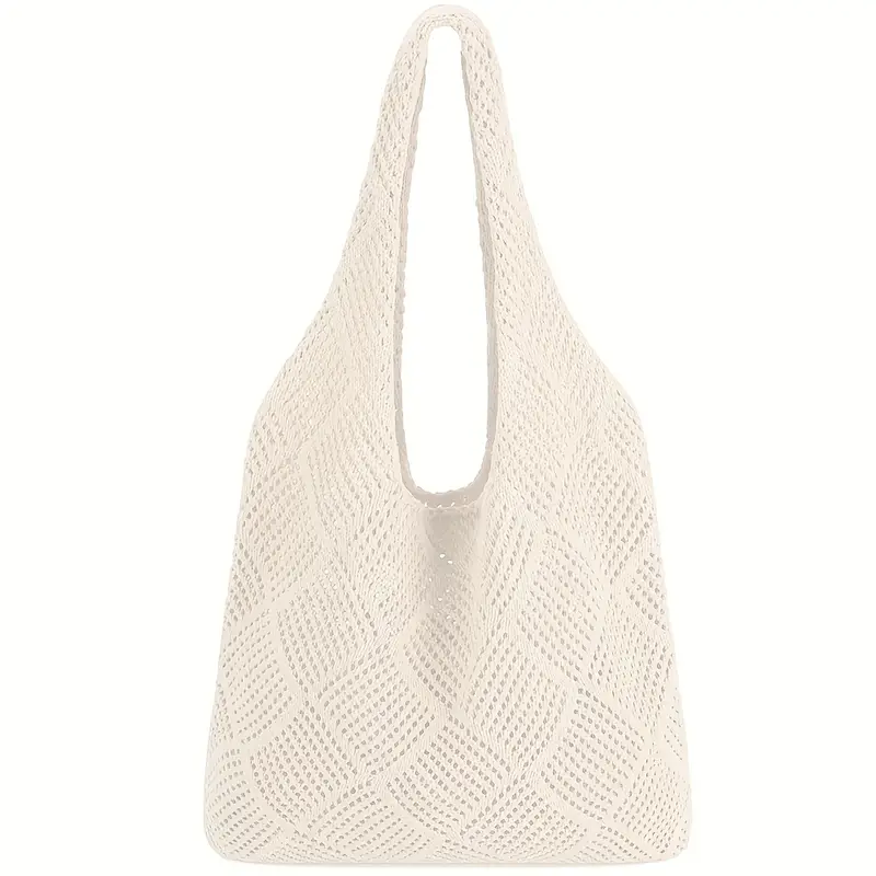 Stylish Geometric Crochet Beach Tote Bag